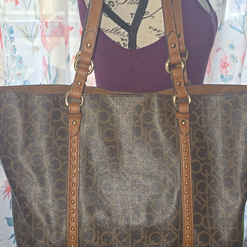 Calvin Klein Brown Monogram Tote Bag